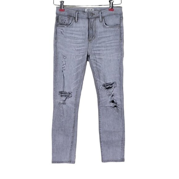 Agolde Feel Good Crop Jeans Distressed Gray Organic Cotton 28X26 Size 25 - Picture 1 of 12